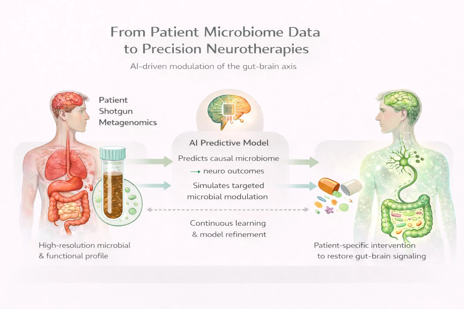 NeuroBiome Pipeline Workflow — From Patient Microbiome Data to Precision Neurotherapies